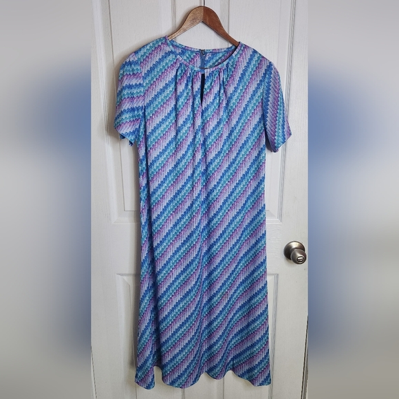 Vintage 1970s British Lady Union Made A-Line Midi Dress - Size 16.5 - Picture 2 of 9